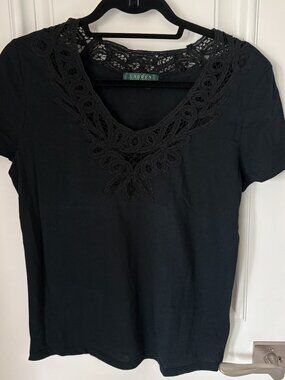 Black Ralph Lauren short sleeve v neck tee